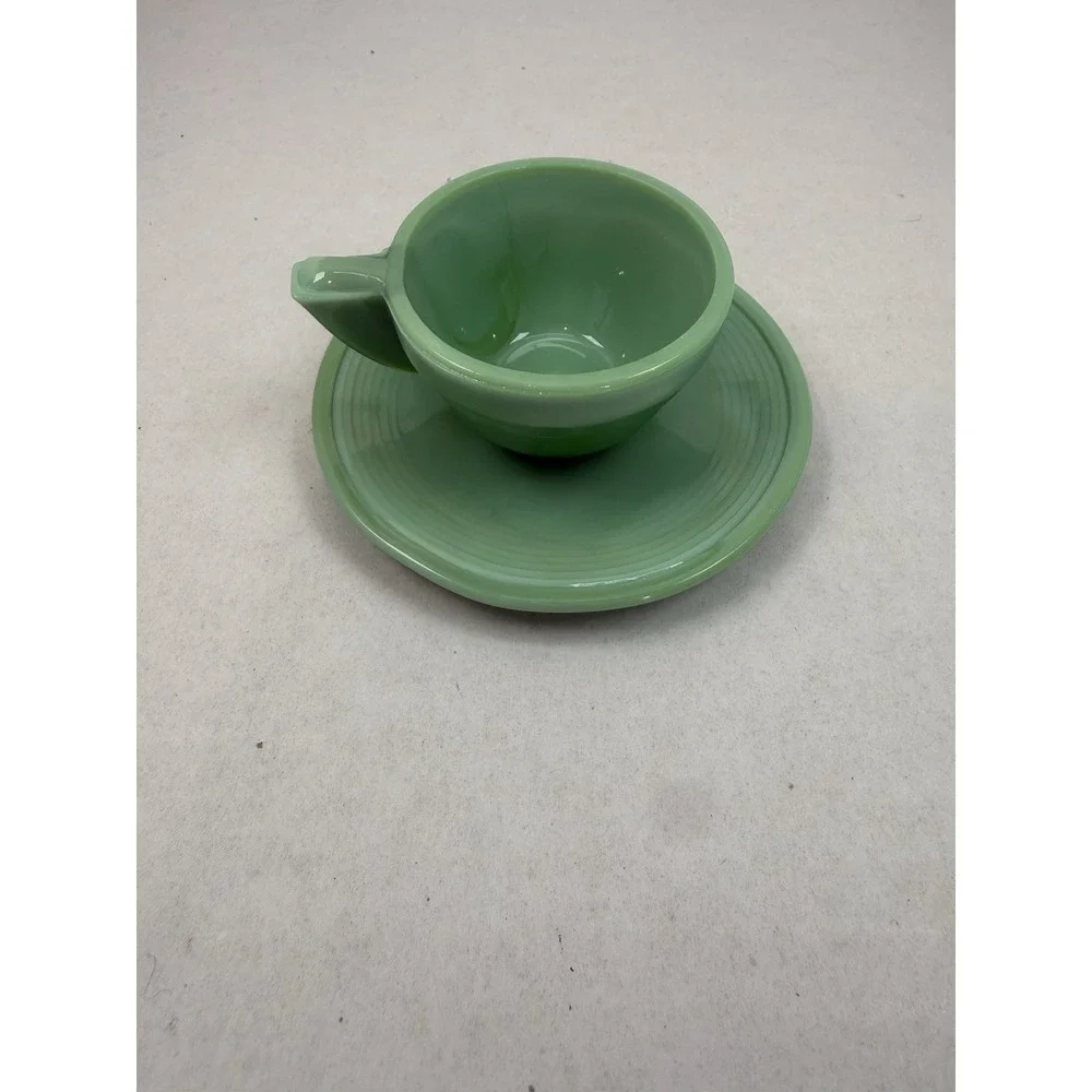 Akro Agate Green Rings Childs Miniature Tea Set Cup And Saucer (s)